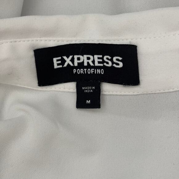 Express Button-Down Long Sleeve Sheer Blouse White Size Medium - Picture 6 of 8
